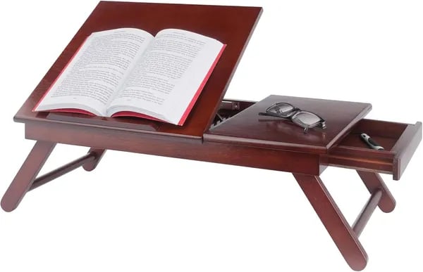 Winsome Alden Bed Tray: Compact Walnut Lap Desk Cover